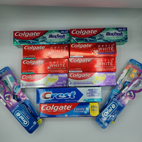 colgate Bath X Colgatecrest Toothpaste 6 X Oralb Toothbrushes